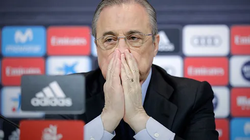 MADRID, SPAIN – MAY 31: Real Madrid CF president Florentino Perez reacts as he listens to Zinedine Zidane during a press conference to announce his resignation as Real Madrid coach at Valdebebas Sport City on May 31, 2018 in Madrid, Spain. Zidane steps down from the position of Manager of Real Madrid, after leading the club to it's third consecutive UEFA Champions League title. (Photo by Gonzalo Arroyo Moreno/Getty Images)