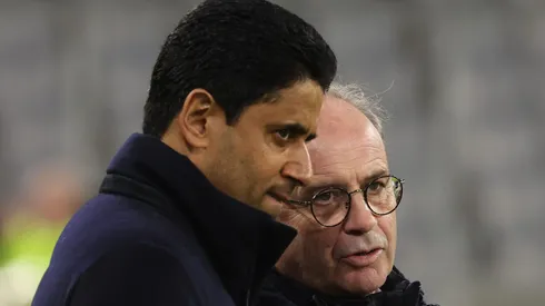 MUNICH, GERMANY – MARCH 07: Luís Campos (R), Sporting director of Paris Saint-Germain talks to Nasser Ghanim Al-Khelaifi, President of Photo by Alexander Hassenstein/Getty Images