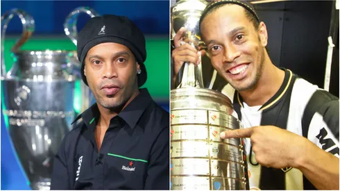 Foto: Bruno Cantini/Atlético-MG – Ronaldinho Gaúcho com taça da Champions League e da Libertadores