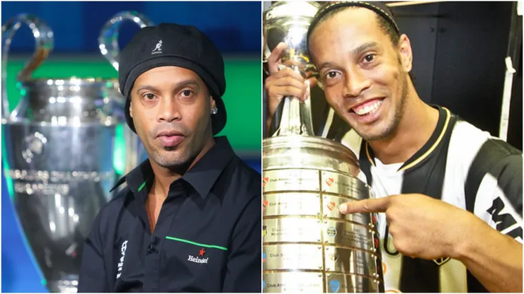 Foto: Bruno Cantini/Atlético-MG - Ronaldinho Gaúcho com taça da Champions League e da Libertadores