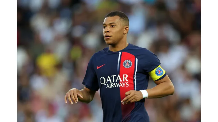 PARIS, FRANCE - JUNE 03: Kylian Mbappe of Paris Saint-Germain looks on during the Ligue 1 match between Paris Saint-Germain and Clermont Foot at Parc des Princes on June 03, 2023 in Paris, France. (Photo by Julian Finney/Getty Images)