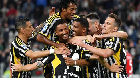 TURIN, ITALY - MAY 14: Bremer of Juventus celebrates with team mates after scoring the team's second goal during the Serie A match between Juventus and US Cremonese at Allianz Stadium on May 14, 2023 in Turin, Italy. (Photo by Valerio Pennicino/Getty Images)
