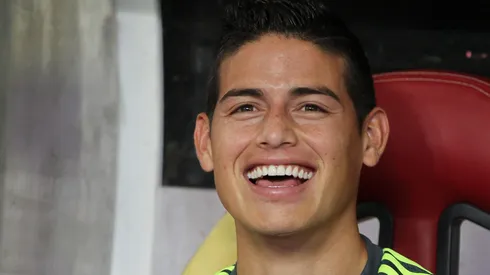 GUANGZHOU, CHINA – JULY 27: James Rodriguez of Real Madrid reacts on the bench during the match of International Champions Cup China 2015 between Real Madrid and FC Internazionale at Tianhe Stadium on July 27, 2015 in Guangzhou, China. (Photo by Zhong Zhi/Getty Images)