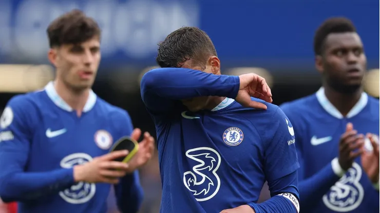 LONDON, ENGLAND - MAY 13: Thiago Silva of Chelsea reacts after the draw during the Premier League match between Chelsea FC and Nottingham Forest at Stamford Bridge on May 13, 2023 in London, England. (Photo by Julian Finney/Getty Images)