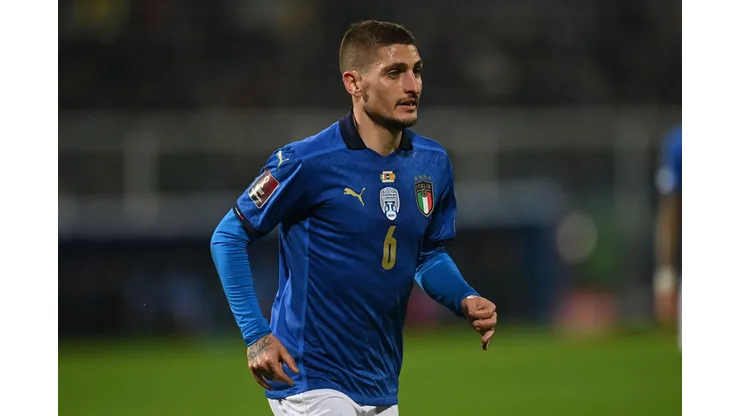 PALERMO, ITALY - MARCH 24: Marco Verratti of Italy in action during the 2022 FIFA World Cup Qualifier knockout round play-off match between Italy and North Macedonia at Renzo Barbera Stadium in Palermo, Italy. (Photo by Tullio M. Puglia/Getty Images)