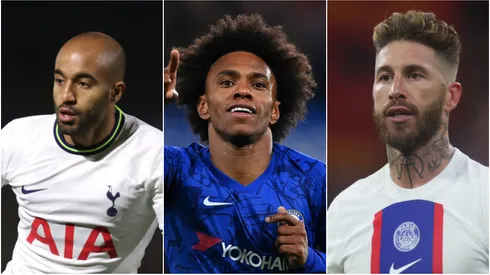 Foto: Getty Images - Lucas Moura, Willian e Sergio Ramos