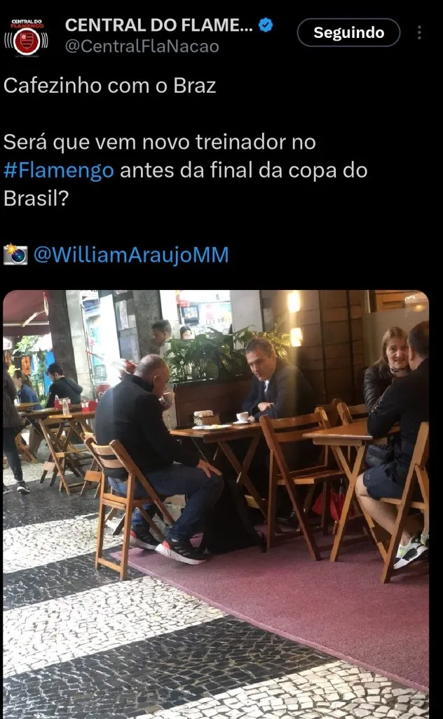 Marcos Braz e Bruno Spindel do Flamengo tomando café via Twittwr