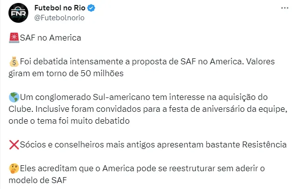 America pode se tornar SAF