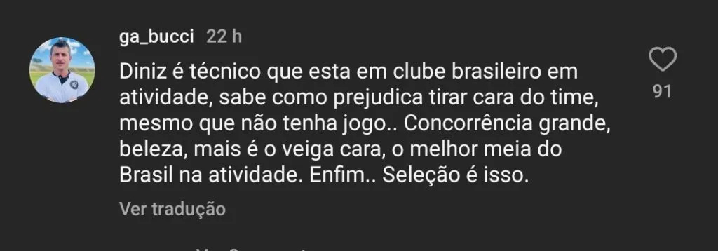 Torcedor fica na bronca com Diniz
