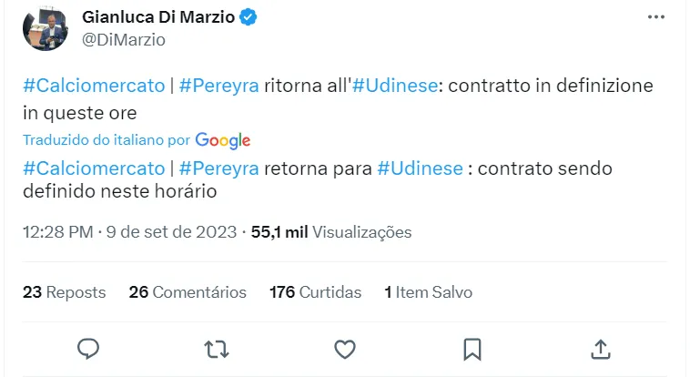 Pereyra volta à Udinese