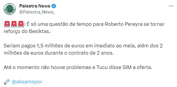 Informação sobre o futuro do atleta