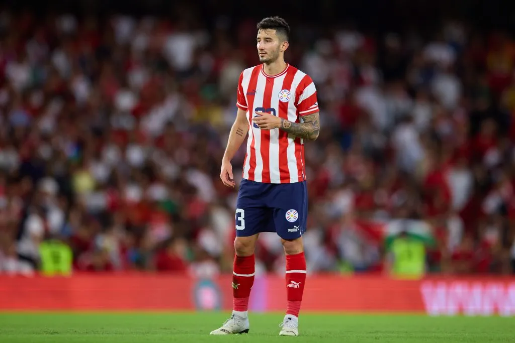 SEVILLE, SPAIN – SEPTEMBER 27: Mathias Villasanti of Paraguay looks on during a friendly match between Paraguay and Morocco at Estadio Benito Villamarin on September 27, 2022 in Seville, Spain. (Photo by Fran Santiago/Getty Images)