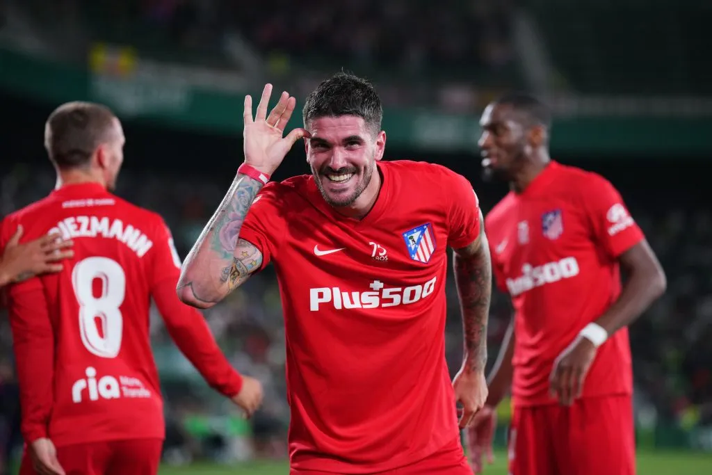 De Paul comemora gol com o Atlético de Madrid. Foto: Aitor Alcalde/Getty Images