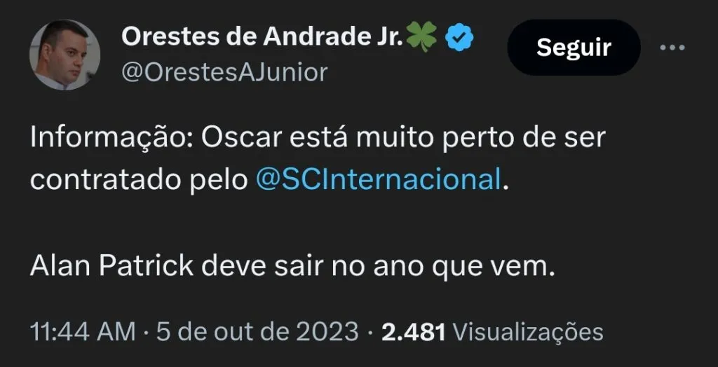 Orestes de Andrade Jr. Via Twitter