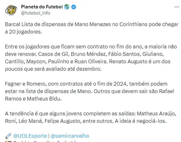Informação de Samir Carvalho
