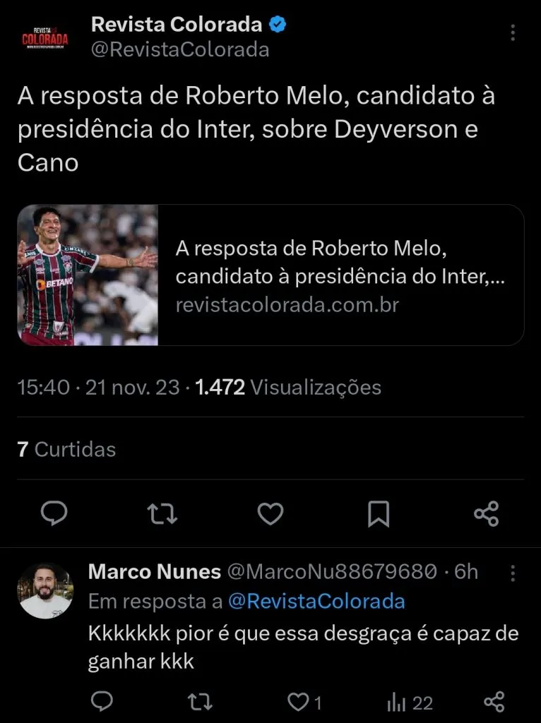 Repercussão via Twitter