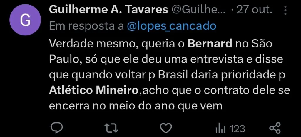 Repercussão via Twitter