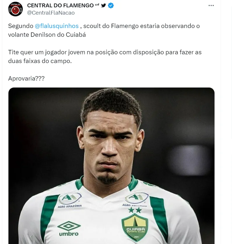 Flamengo de olho em Denilson. Informação de Fla Lusquinhos.
