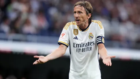 MADRID, SPAIN - SEPTEMBER 02: Luka Modric of Real Madrid reacts during the LaLiga EA Sports match between Real Madrid CF and Getafe CF at Estadio Santiago Bernabeu on September 02, 2023 in Madrid, Spain. (Photo by Angel Martinez/Getty Images)