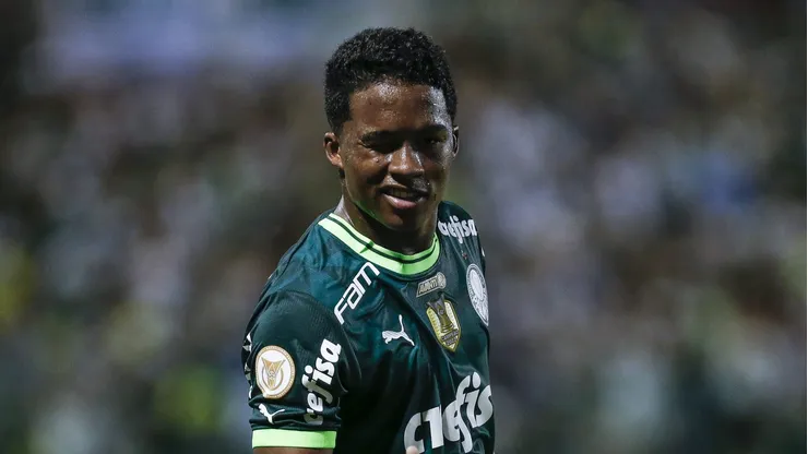 Endrick ao marcar pelo Palmeiras. (Photo by Ricardo Moreira/Getty Images)