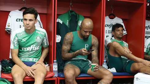 Veiga, Felipe e Scarpa no Palmeiras. Foto: Flickr Oficial SE Palmeiras/Cesar Greco