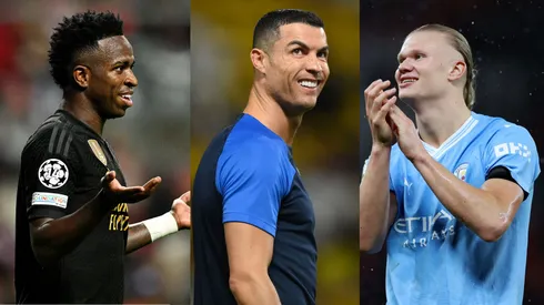 Vinícius Júnior: Octavio Passos/Getty Images | Cristiano Ronaldo: Justin Setterfield/Getty Images | Haaland: Catherine Ivill/Getty Images