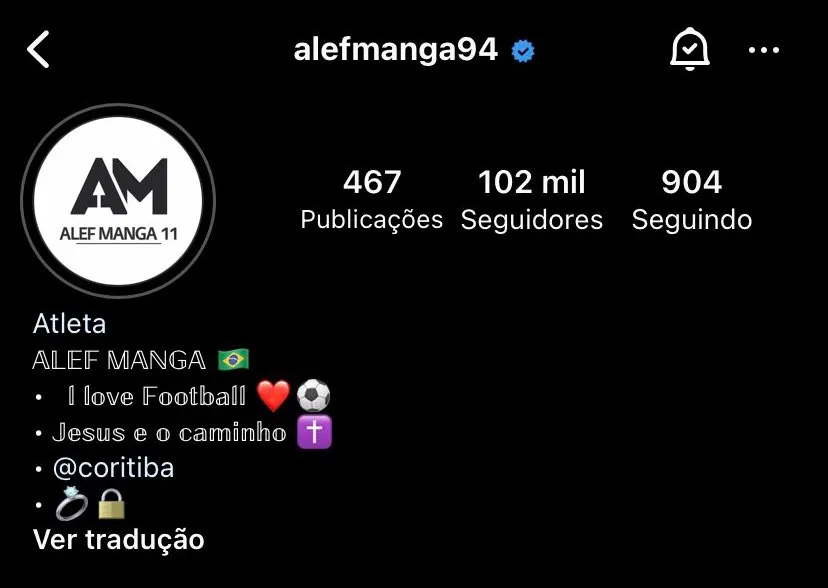 Instagram de Alef Manga