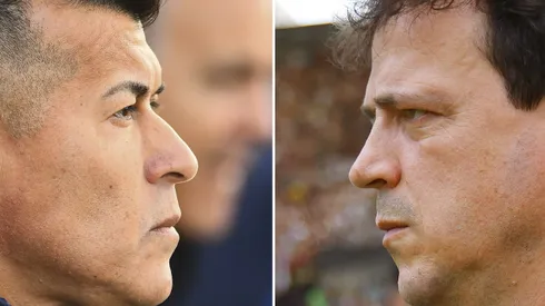 Jorge Almiron, treinador do Boca Juniors (e) e Fernando Diniz, treinador do Fluminense (d) (Photo by Wagner Meier/Getty Images)