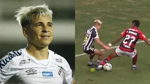 Soteldo acaba com Bruno Henrique no Flamengo x Santos. Foto: Wagner Meier/Getty Images