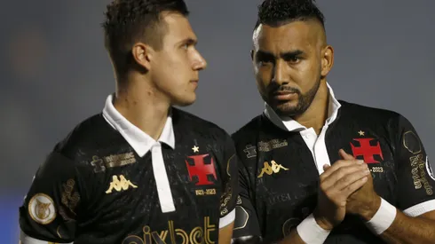 RIO DE JANEIRO, BRAZIL – OCTOBER 26: Dimitri Payet of Vasco da Gama (R) looks on prior the match between Vasco Da Gama and Internacional as part of Brasileirao 2023 at Sao Januario Stadium on October 26, 2023 in Rio de Janeiro, Brazil. (Photo by Wagner Meier/Getty Images)
