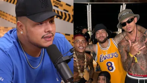 Mitico brinca falando que vai comprar clube brasileiro. Foto Esq.: Reprodução Podpah/YouTube e Foto Dir.: Acervo Pessoal @pozevidalouca/Reprodução