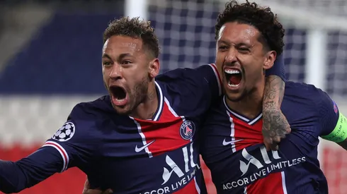 Neymar e Marquinhos estão entre os 7 brasileiros com mais gols pelo PSG. (Photo by Alex Grimm/Getty Images)