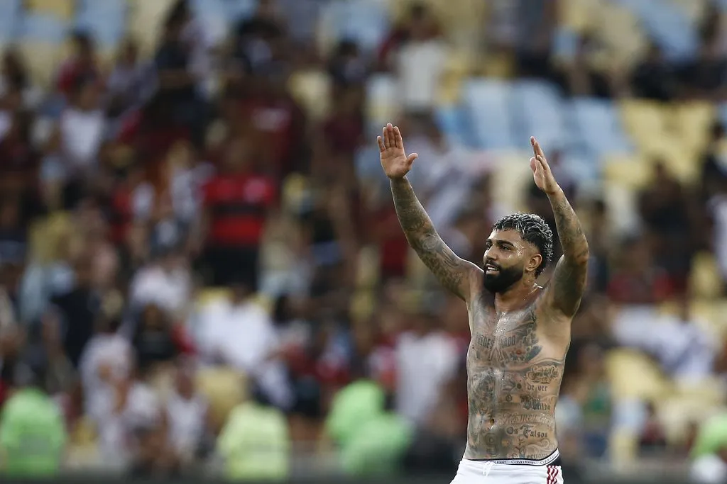 Gabigol comemora vitória do Flamengo. (Photo by Wagner Meier/Getty Images)