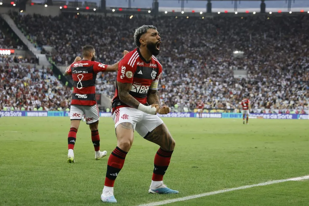 Gabigol celebrando gol do Flamengo. (Photo by Wagner Meier/Getty Images)