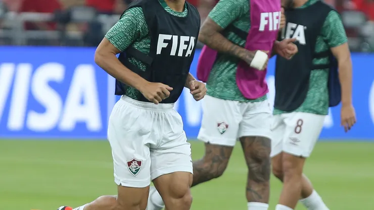 André no aquecimento junto com Felipe Melo no Fluminense. Foto: Marcelo Gonçalves/FFC