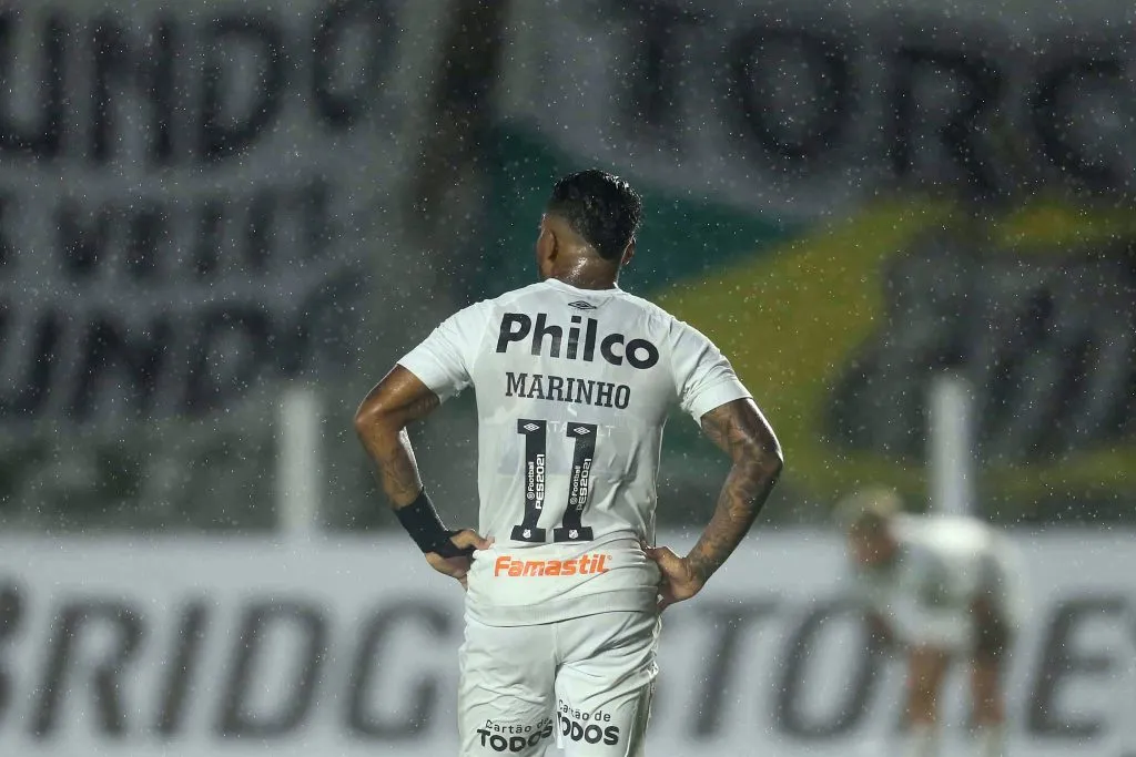 SANTOS, Brasil – 20 de abril: Marinho do Santos aparece durante a partida entre Santos e Barcelona SC pelo Grupo C da Copa Conmebol Libertadores 2021, no Estádio Vila Belmiro, em 20 de abril de 2021, em Santos. (Foto: Guilherme Calvo-Pool/Getty Images)