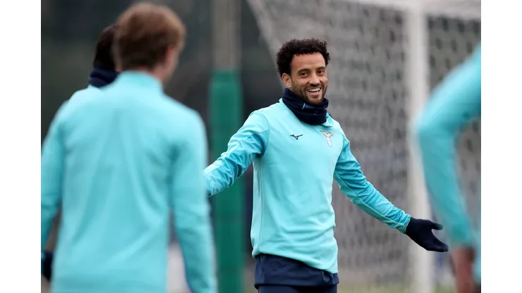 MADRID, SPAIN - DECEMBER 12: Felipe Anderson of SS Lazio during the SS Lazio training session before UEFA Champions League match between Atletico Madrid and SS Lazio at Civitas Metropolitano Stadium on December 12, 2023 in Madrid, Spain. (Photo by Marco Rosi - SS Lazio/Getty Images)