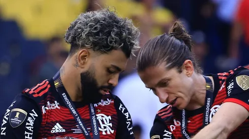 Filipe Luis ao lado de Gabigol no Flamengo. Foto: Franklin Jacome/Getty Images