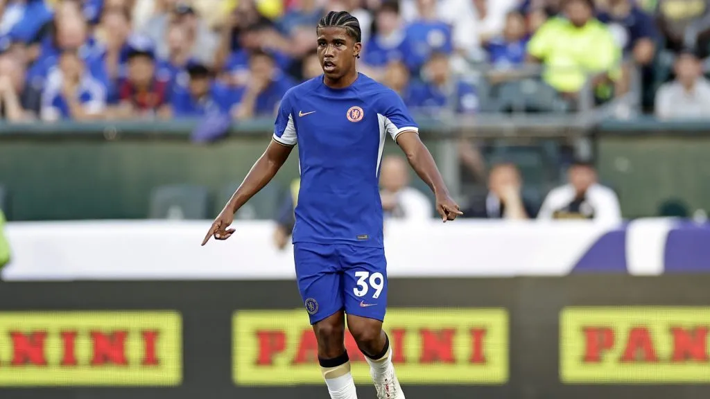 PHILADELPHIA, PENNSYLVANIA – JULY 22: Andrey Santos #39 of Chelsea in action during a pre season friendly match against the Brighton &amp; Hove Albion on July 22, 2023 in Philadelphia, Pennsylvania. (Photo by Adam Hunger/Getty Images)