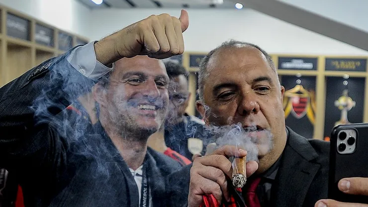 Spindel e Braz comemorando a Libertadores 2022. Foto: Flickr Oficial CR Flamengo/Marcelo Cortes