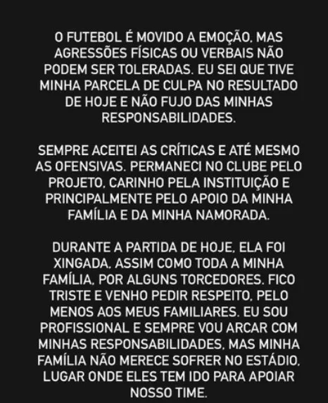Desabafo de Bruno Rodrigues em seu Instagram