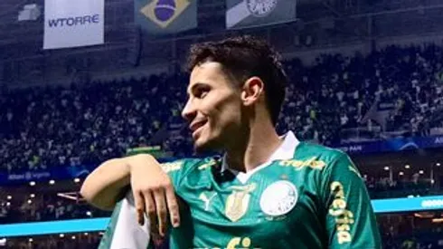 Raphael Veiga comemora gol do Palmeias no Allianz Parque. Foto: Marcello Zambrana/AGIF