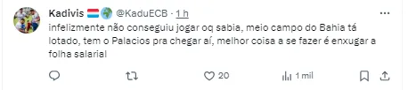 Torcedores do Bahia comentam sobre jogador