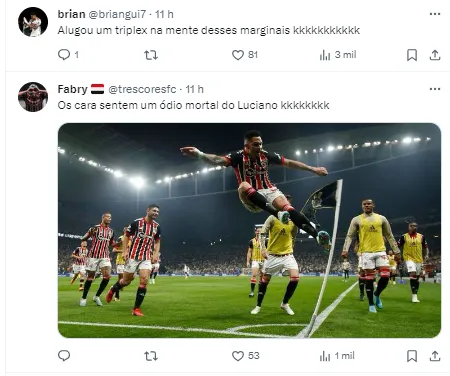 Torcida comenta sobre provocação de Luciano