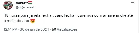 Torcedor comenta sobre André e Arias