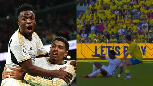 Vinícius Júnior vira assunto em vitória do Real Madrid. Foto Esq.: Florencia Tan Jun/Getty Images e Foto Dir.: Reprodução