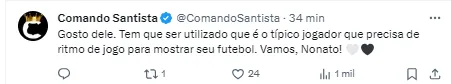 Torcida do Santos comenta sobre Nonato