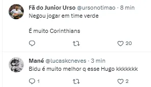 Torcida do Corinthians comenta sobre Bidu