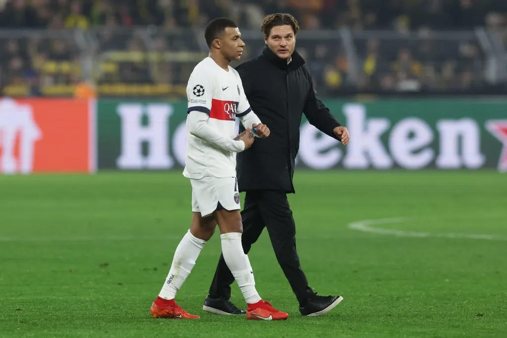 Mbappé em ação pelo PSG. (Photo by Alex Grimm/Getty Images)