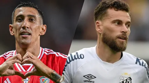 Lucas Lima pode deixar o Santos para formar dupla com Di María na Libertadores. (Fotos: Lucas Lima – Thiago Ribeiro/Agif e Di María – Octavio Passos/Getty Images)